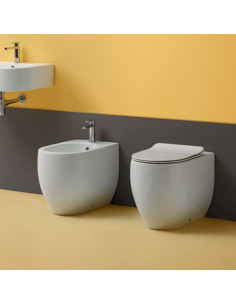 Colibri Weiß Wandhängende Sanitärkeramik mit WC-Abdeckung