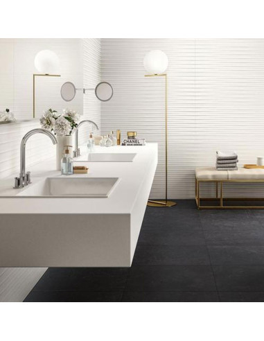 WANDFLIESEN MARAZZI ESSENZIALE STRUKTUR DRAPE 3D BIANCO SEIDENMATT 40X120